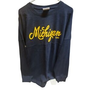 J. America Michigan Wolverines Navy Blue & Yellow Long‎ Sleeve Shirt